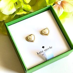 Kate Spade Gold and White Heart Earrings